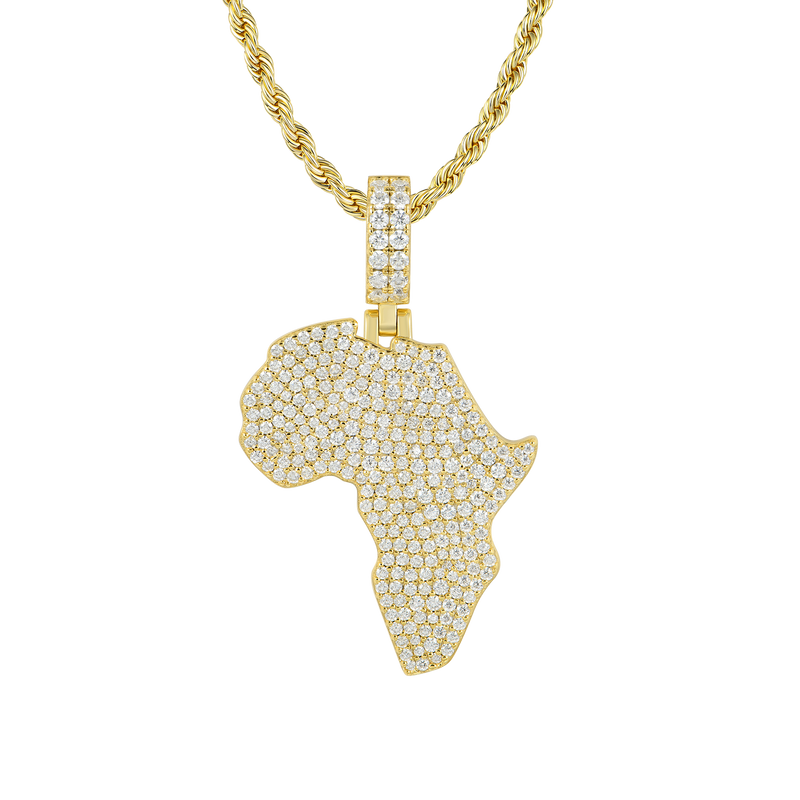 Moissanite Round Cut Map of Africa Pendant - APORRO