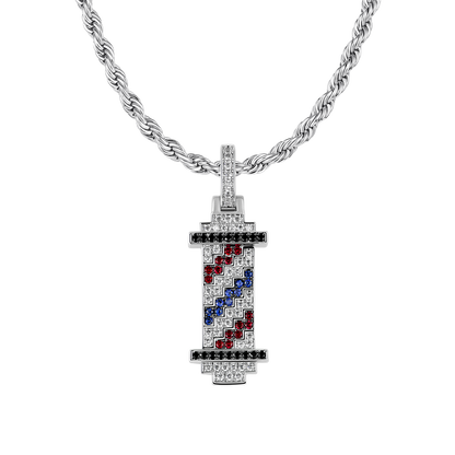 Retro Pixel Barber's pole Pendant