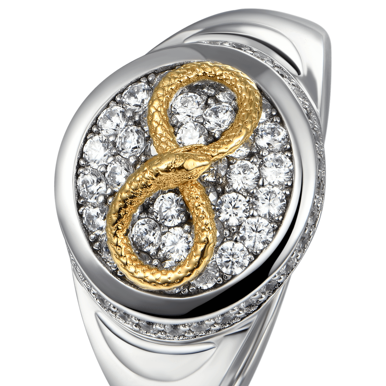 Infinity Iced Snake Signet Ring