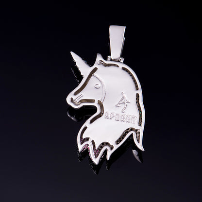 Iced Multi-color Lucky Unicorn Pendant [Only Ship to the US]