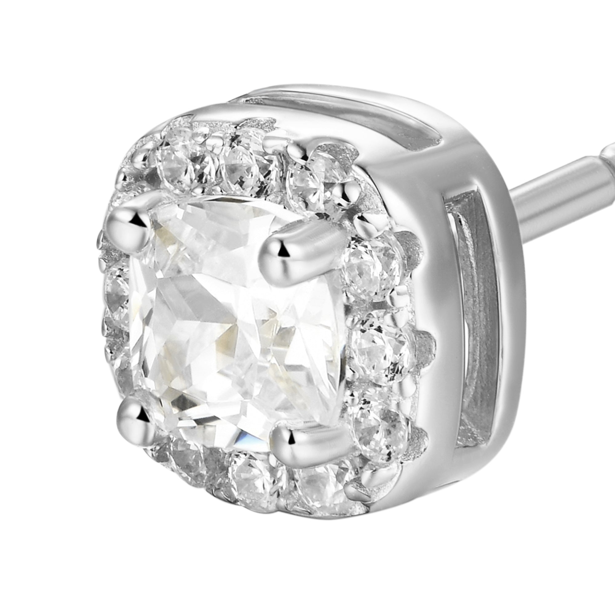 Custom Halo Moissanite Stud Earring