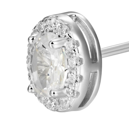 Custom Halo Moissanite Stud Earring