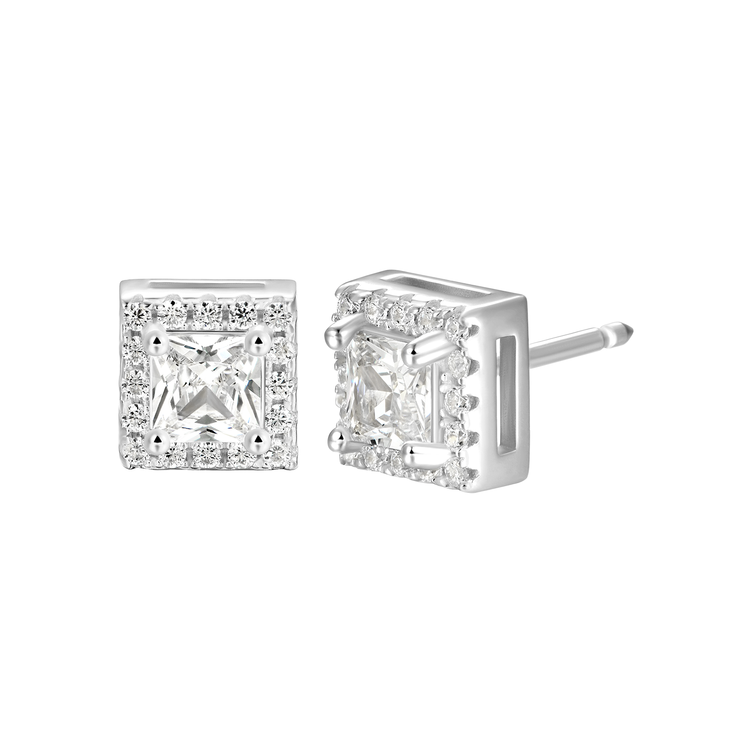 Custom Halo Moissanite Stud Earring