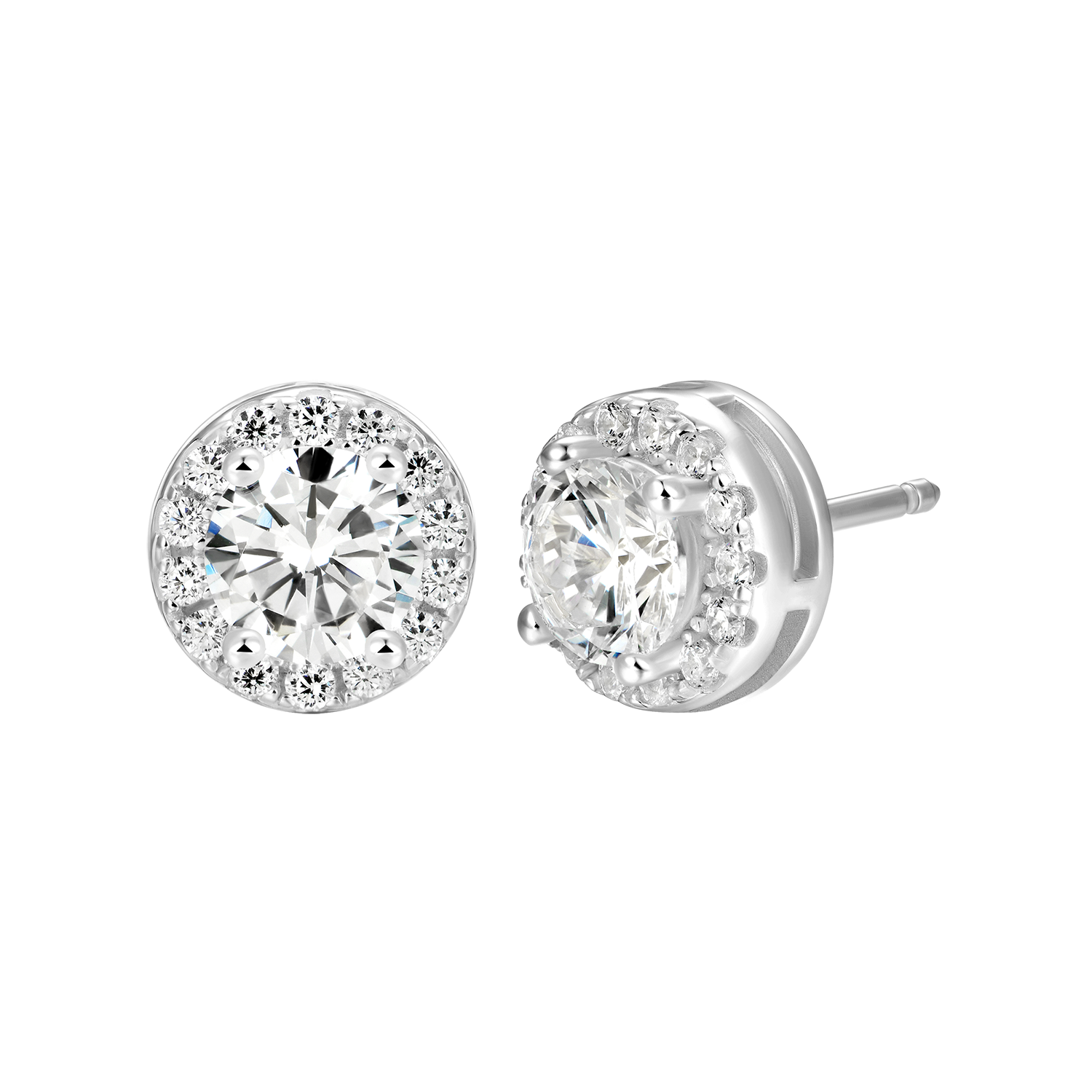 Custom Halo Moissanite Stud Earring